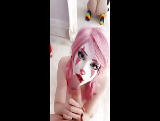 Clown slut sucks and gets fucked