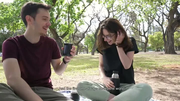 My beautiful girlfriend gives me the best blowjob at the park