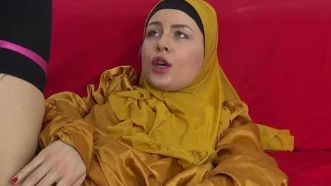 SexWithMuslims – Horny Yellow Hijab On Red Sofa [22:04]