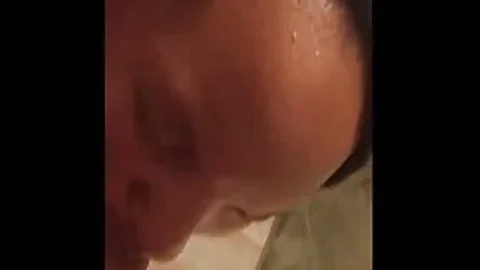 Lightskin Blows, Fucks, then jerks my cum in shower
