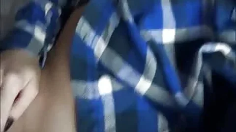 Gorgeous babe fucks in her shaved pussy