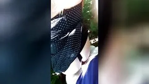 Slutty girl fucks outside during day time