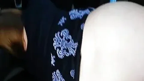 Naughty girl gets cum on her round ass outside