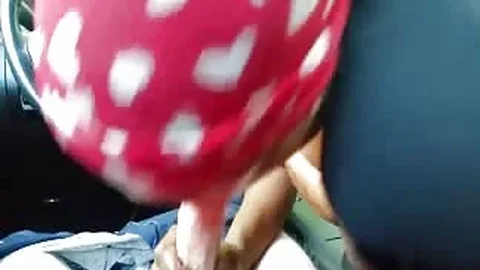 Black chick sucks a white cock POV
