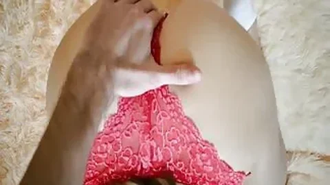 Babe in red lingerie sucks and fucks