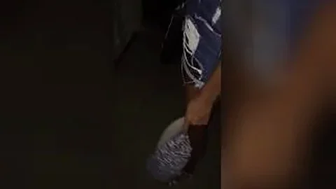 Russian cutie gives a blowjob outside at night
