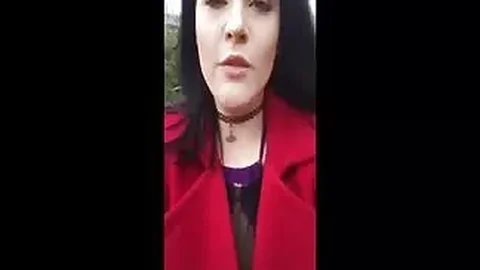 Horny slut masturbates in public