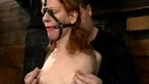 brown haired lady tied up