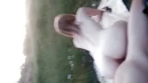 Slim hottie doggy styled in nature