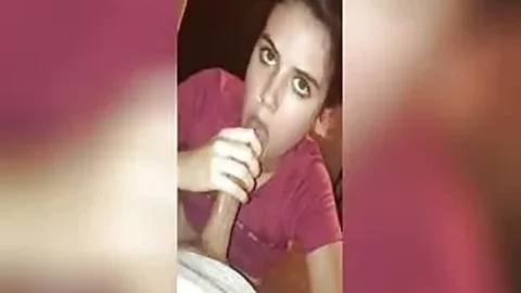 I love how this brunette gives a blowjob