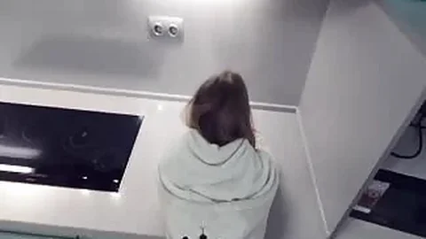 Hot girlfriend banged in the kitchen