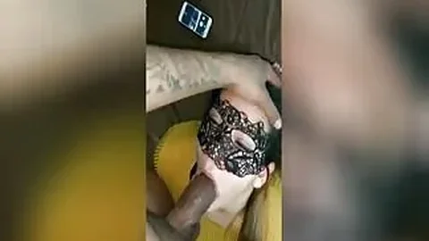Masked babe slobbers on a BBC