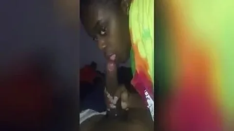 Ebony cutie sucks and rides a big black dick