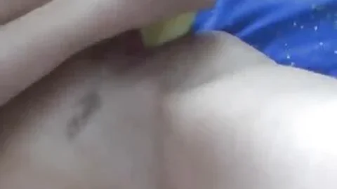 Blindfolded girl sucks dick and sticks zucchini in her pussy