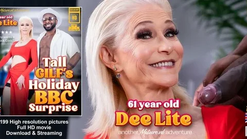Before Going On A Holiday, 61 Year Old Gilf Dee Lite Is Having A Big Black Cock To Get In The Mood (Blonde)
